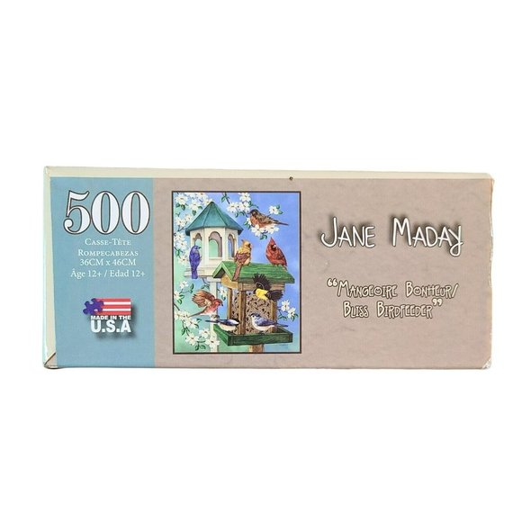 Jane Maday 500 Pc Puzzles Bird Feeder Bliss Birdhouses Nature Birds Watching - Picture 4 of 6
